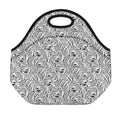 Black And White Tiger Pattern Print Neoprene Lunch Bag