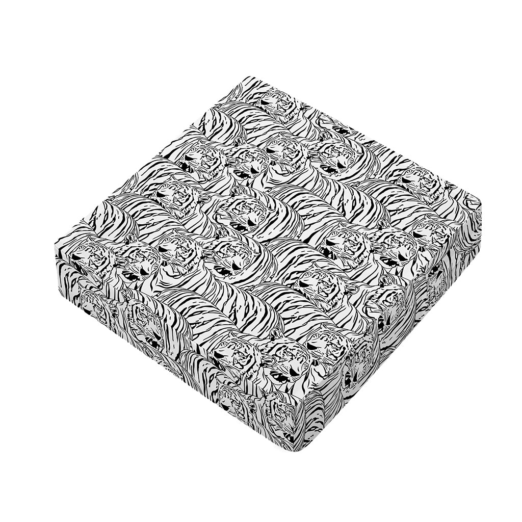 Black And White Tiger Pattern Print Outdoor Seat Cushion Cover