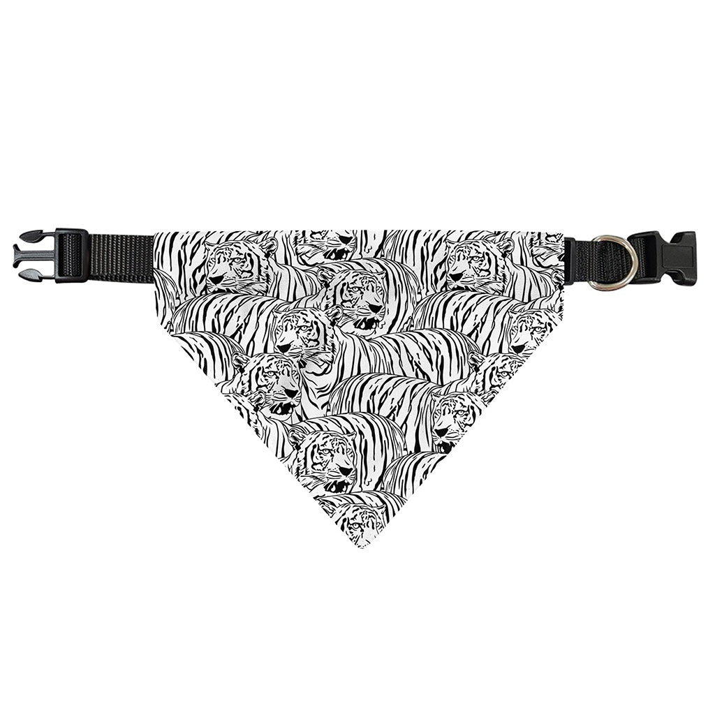 Black And White Tiger Pattern Print Over The Collar Dog Bandana