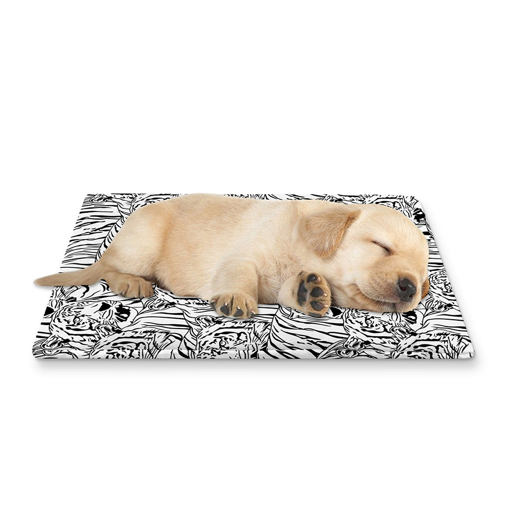 Black And White Tiger Pattern Print Pet Cooling Mat Cover