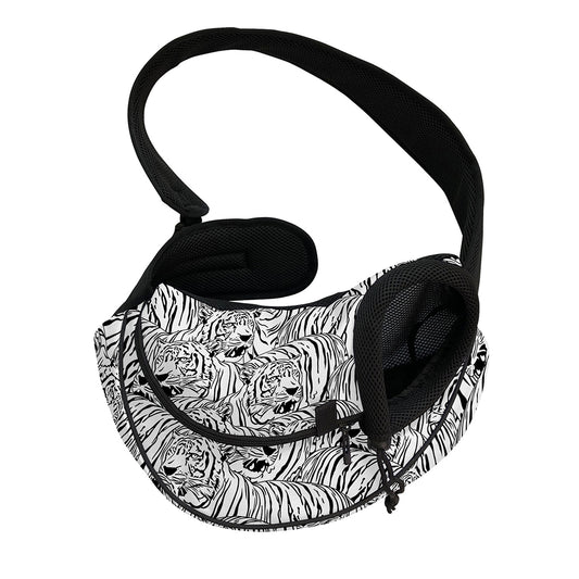 Black And White Tiger Pattern Print Pet Sling Carrier