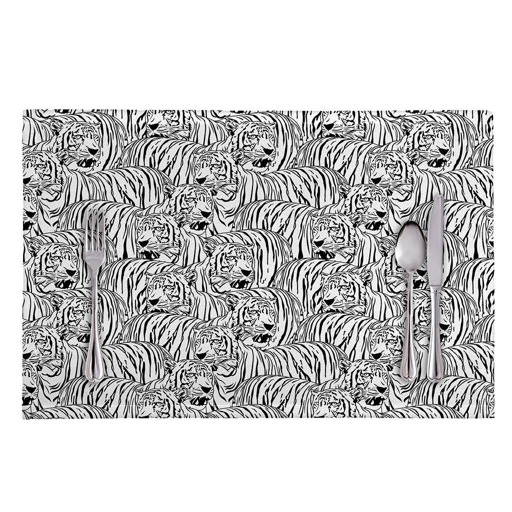 Black And White Tiger Pattern Print Placemat