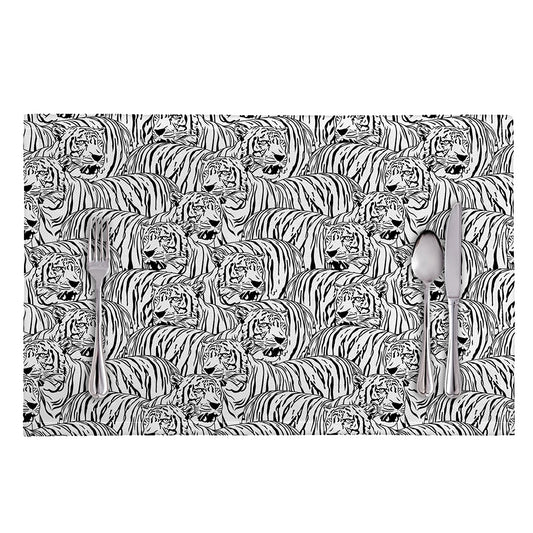 Black And White Tiger Pattern Print Placemat