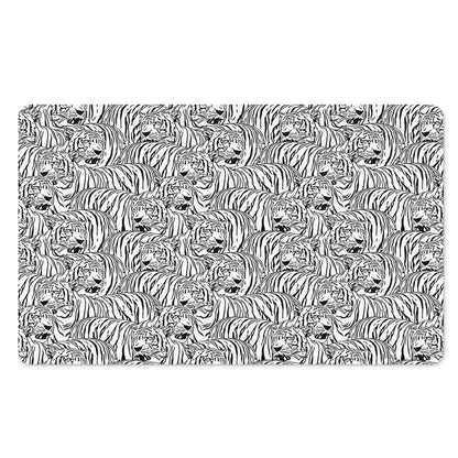 Black And White Tiger Pattern Print Polyester Doormat