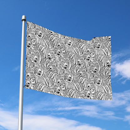 Black And White Tiger Pattern Print Polyester Flag