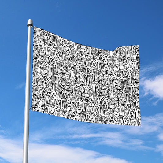 Black And White Tiger Pattern Print Polyester Flag