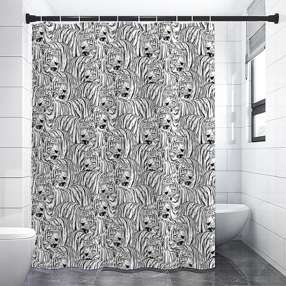 Black And White Tiger Pattern Print Premium Shower Curtain