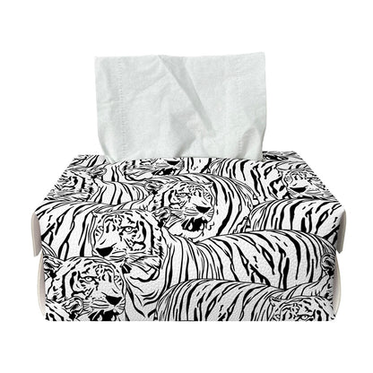 Black And White Tiger Pattern Print Rectangle Tissue Box Cover