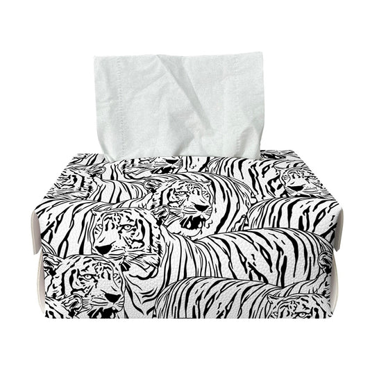 Black And White Tiger Pattern Print Rectangle Tissue Box Cover