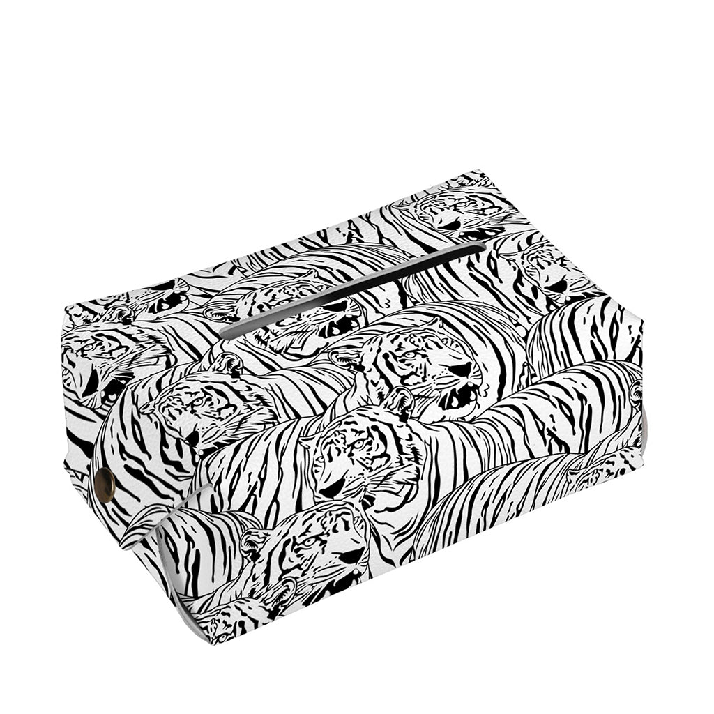 Black And White Tiger Pattern Print Rectangle Tissue Box Cover
