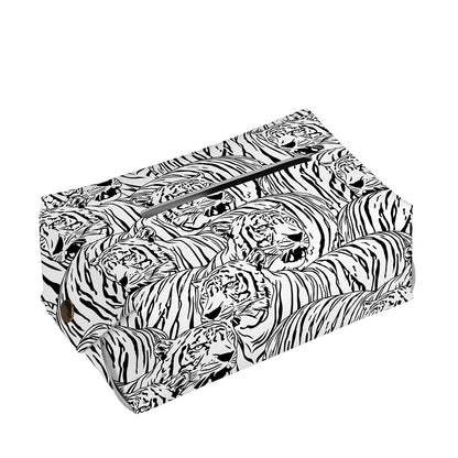 Black And White Tiger Pattern Print Rectangle Tissue Box Cover