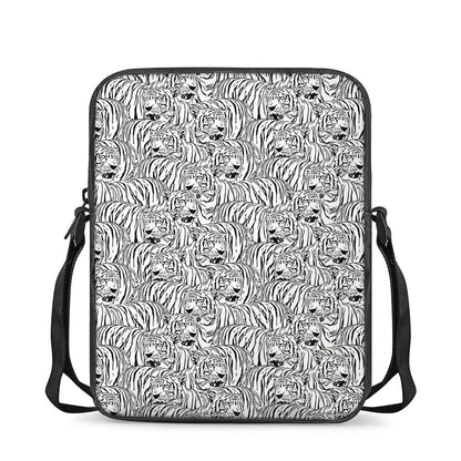 Black And White Tiger Pattern Print Rectangular Crossbody Bag