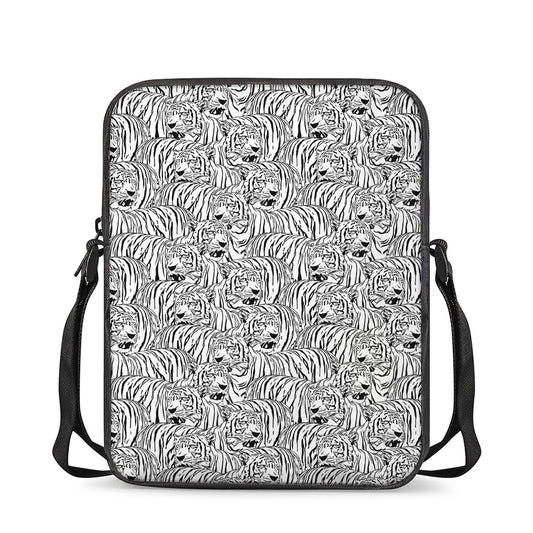 Black And White Tiger Pattern Print Rectangular Crossbody Bag