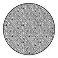 Black And White Tiger Pattern Print Round Floor Mat