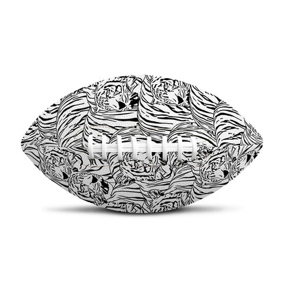 Black And White Tiger Pattern Print Rugby Ball