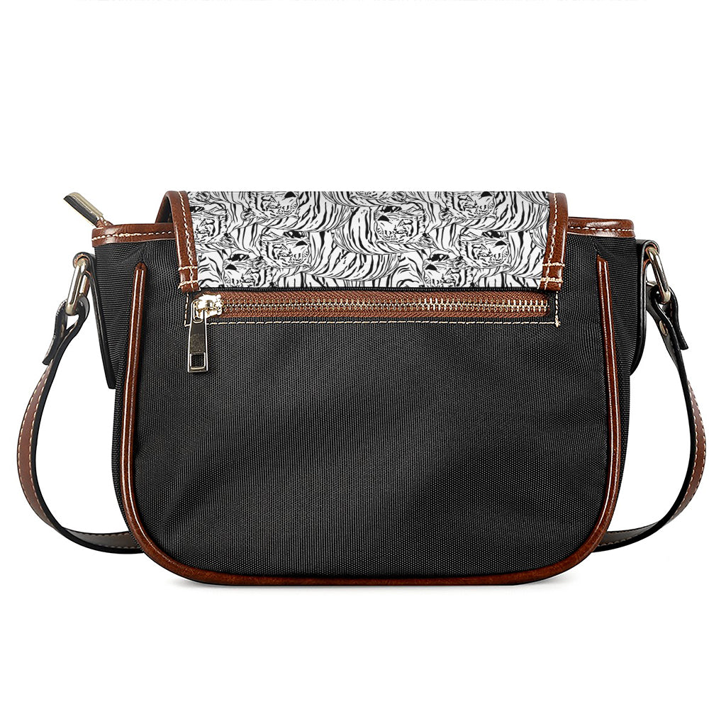 Black And White Tiger Pattern Print Saddle Bag