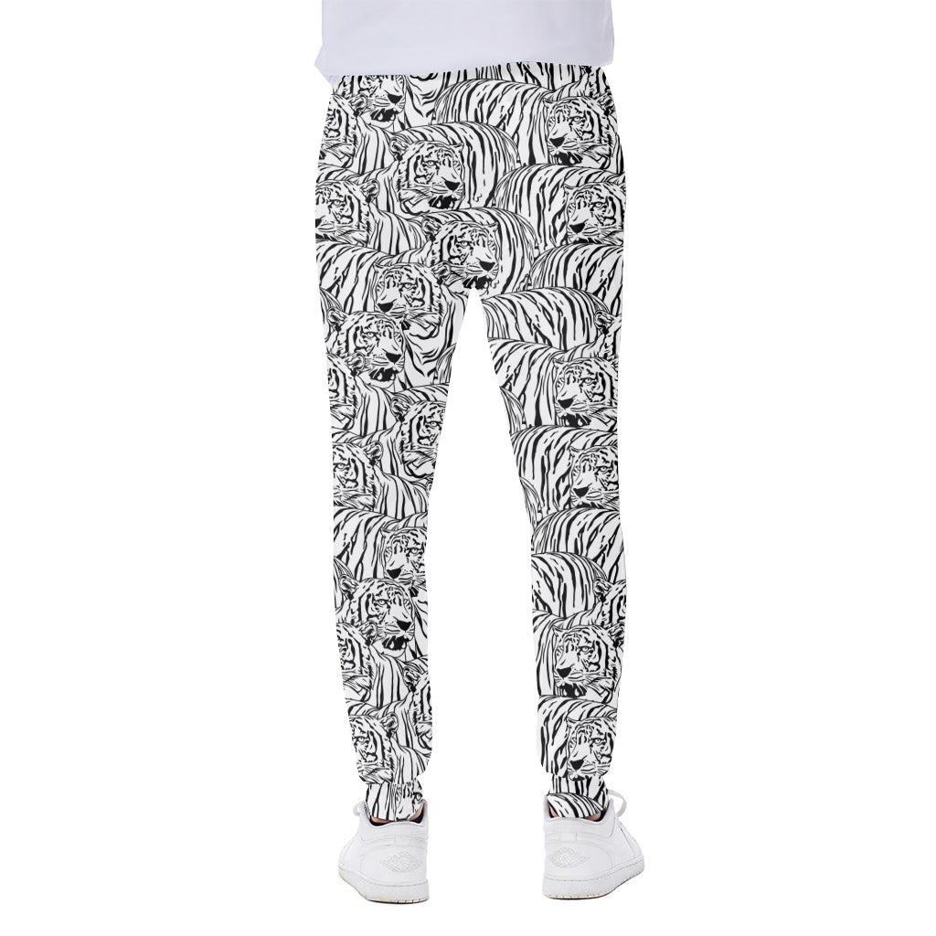 Black And White Tiger Pattern Print Scuba Joggers