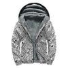 Black And White Tiger Pattern Print Sherpa Lined Zip Up Hoodie