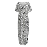 Black And White Tiger Pattern Print Short Sleeve Long Nightdress