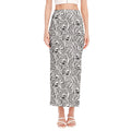 Black And White Tiger Pattern Print Side Slit Maxi Skirt