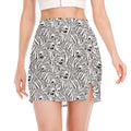 Black And White Tiger Pattern Print Side Slit Mini Skirt
