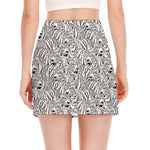 Black And White Tiger Pattern Print Side Slit Mini Skirt
