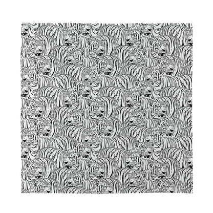Black And White Tiger Pattern Print Silk Bandana