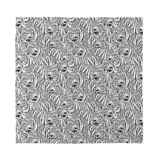 Black And White Tiger Pattern Print Silk Bandana