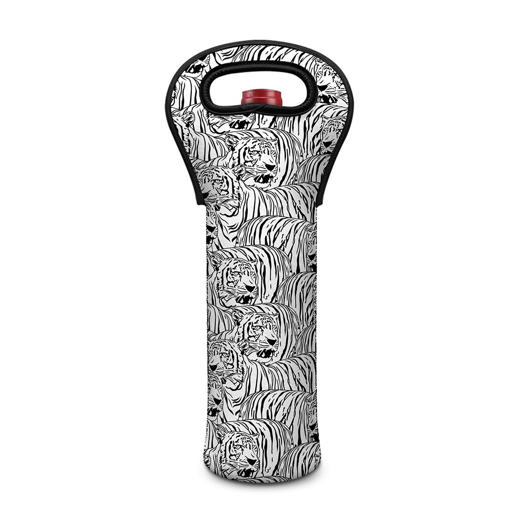 Black And White Tiger Pattern Print Single Neoprene Wine Tote