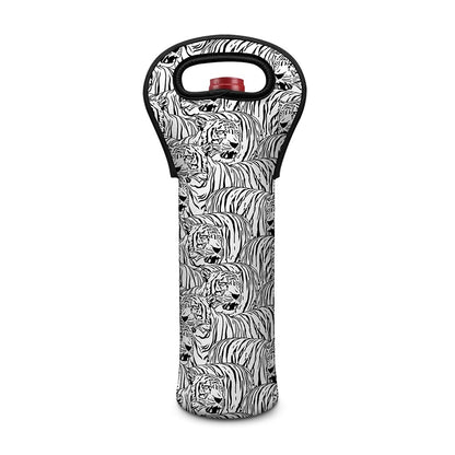 Black And White Tiger Pattern Print Single Neoprene Wine Tote