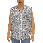 Black And White Tiger Pattern Print Sleeveless Baseball Jersey