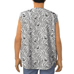 Black And White Tiger Pattern Print Sleeveless Baseball Jersey