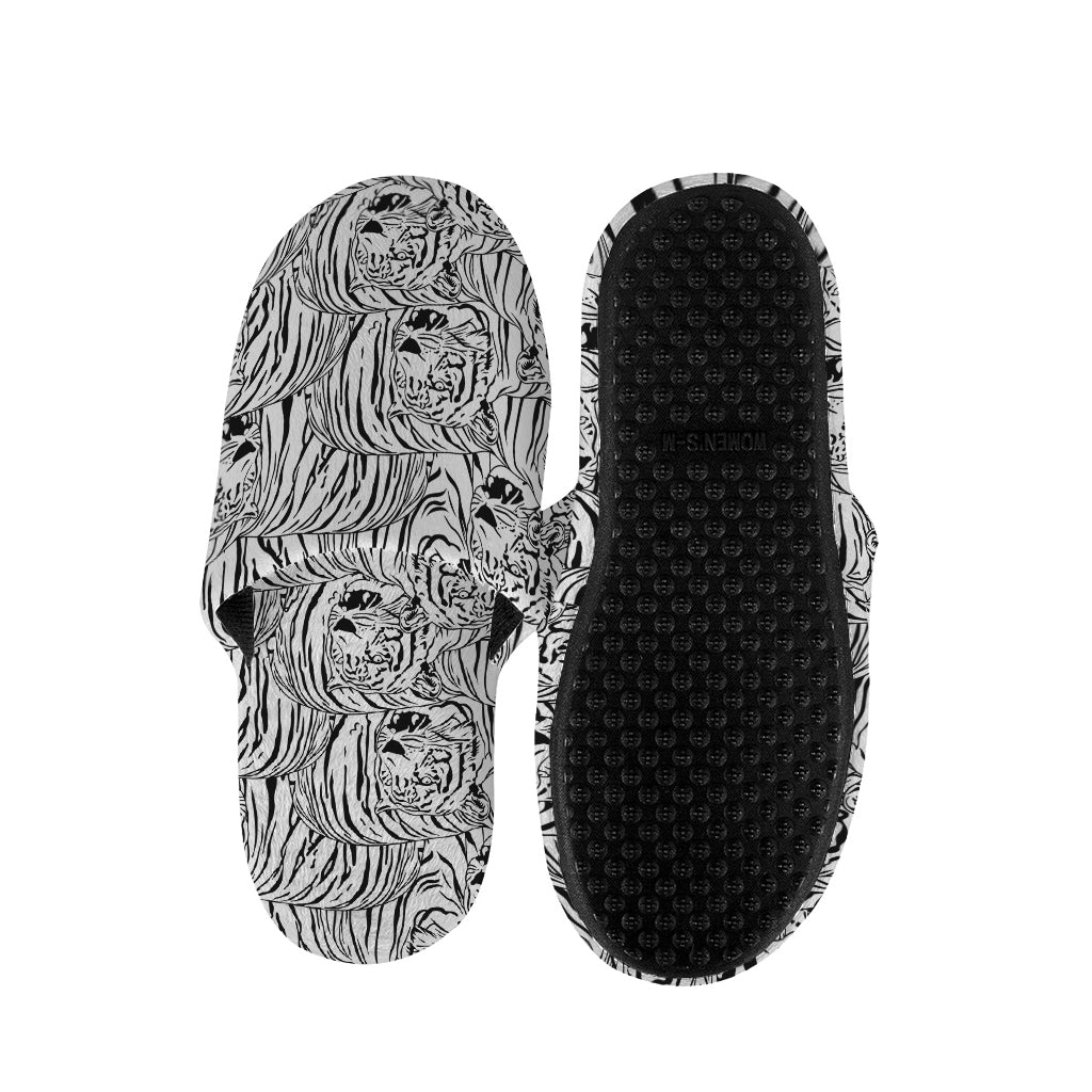 Black And White Tiger Pattern Print Slippers