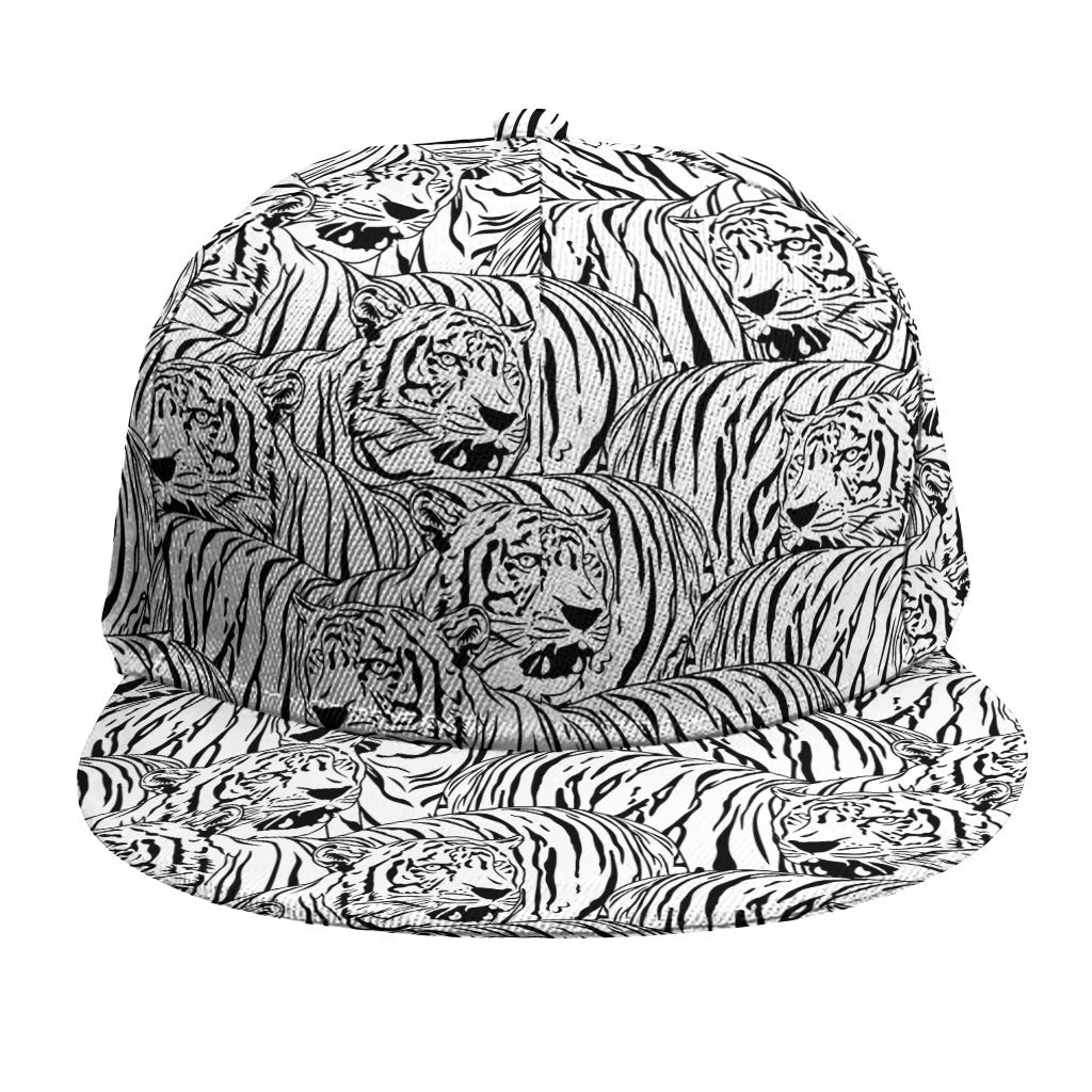 Black And White Tiger Pattern Print Snapback Cap