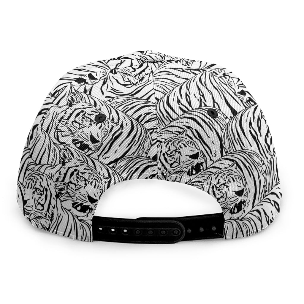 Black And White Tiger Pattern Print Snapback Cap