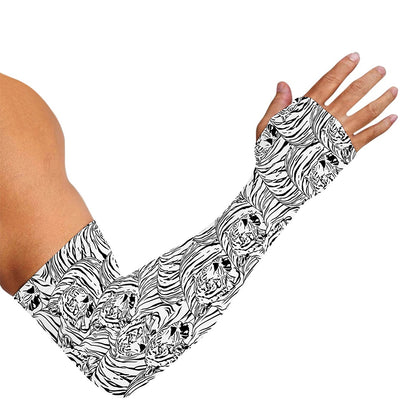 Black And White Tiger Pattern Print Sun Protection Arm Sleeves