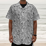 Black And White Tiger Pattern Print Textured Short Sleeve Shirt