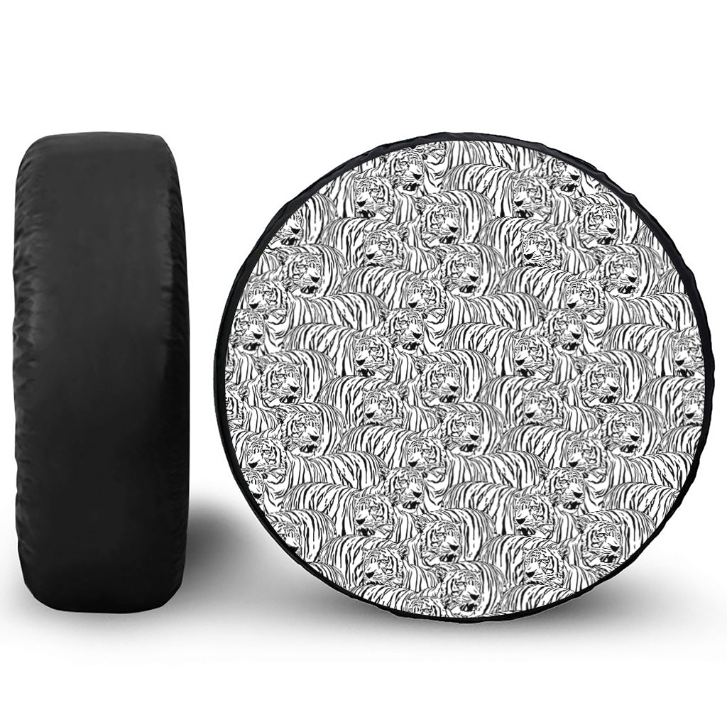 Black And White Tiger Pattern Print Tire Cover