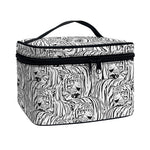 Black And White Tiger Pattern Print Travel Makeup Bag