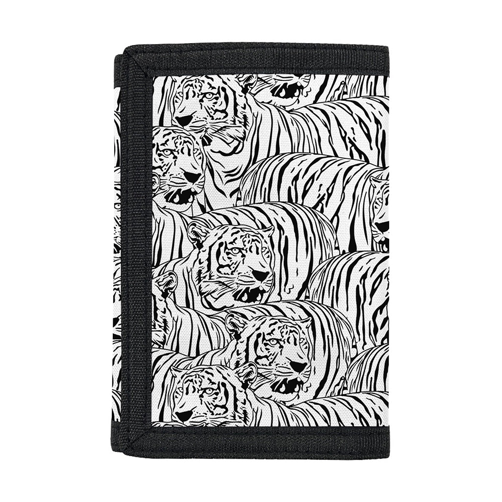 Black And White Tiger Pattern Print Trifold Wallet