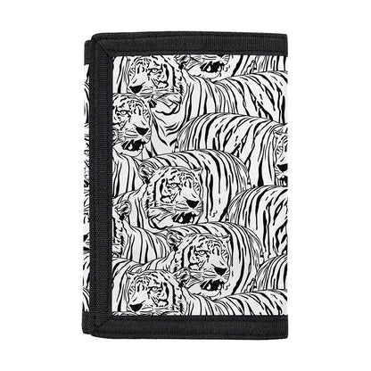 Black And White Tiger Pattern Print Trifold Wallet