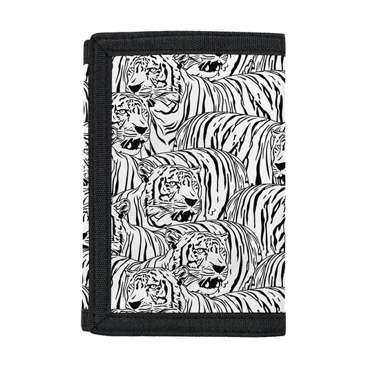 Black And White Tiger Pattern Print Trifold Wallet