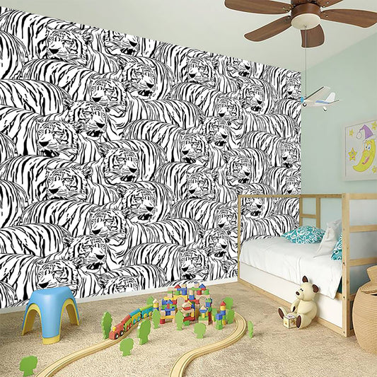 Black And White Tiger Pattern Print Wall Sticker