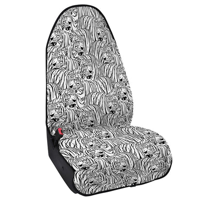 Black And White Tiger Pattern Print Waterproof Car Seat Cover