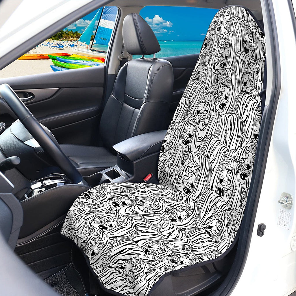 Black And White Tiger Pattern Print Waterproof Car Seat Cover