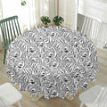 Black And White Tiger Pattern Print Waterproof Round Tablecloth
