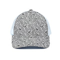 Black And White Tiger Pattern Print White Mesh Trucker Hat