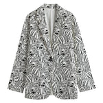 Black And White Tiger Pattern Print Women's Blazer