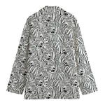 Black And White Tiger Pattern Print Women's Blazer