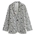Black And White Tiger Pattern Print Women's Cotton Blazer